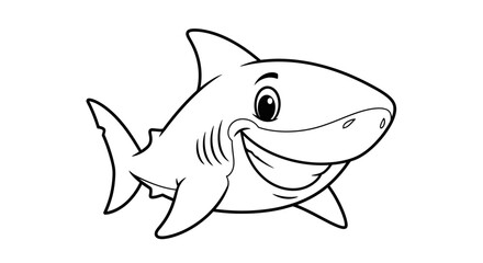 Cartoon Shark Illustration for Kids Activity Book Page