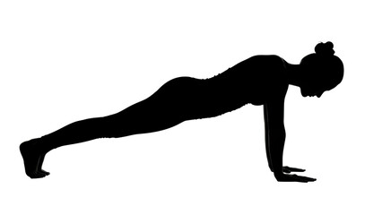 Woman in Plank Pose Silhouette yoga
