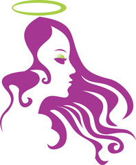 girl with long hair on woman beauty hair vector logo