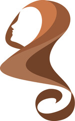 woman beauty hair vector logo on vector illustration of a paint brush