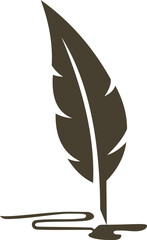 write ink icon vector logo on feather pen and ink