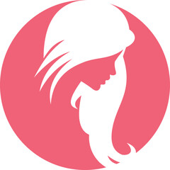 girl with a blue hair on woman beauty hair vector logo