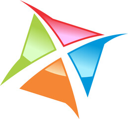 X letter abstract color vector logo on vector illustration of an abstract geometric shape