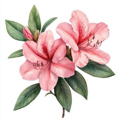 Light pink rhododendron flower isolated on white background.