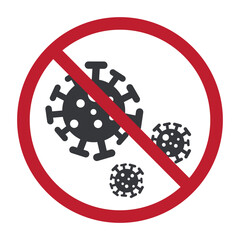 Isolated prohibition sign featuring microbes, viruses, and bacteria, symbolizing hygiene, health awareness, infection prevention, sanitation, safety, and protective cleanliness.