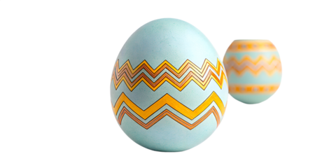 Colorful Hand Painted Easter Eggs with Polka Dots and Chevron Patterns Isolated on White