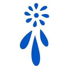 Hand drawn floral flower pattern element vintage Italian Greek or Mediterranean style vacation vector illustration in blue color