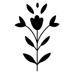 Hand drawn floral flower pattern element vintage Italian Greek or Mediterranean style vacation vector illustration in black color