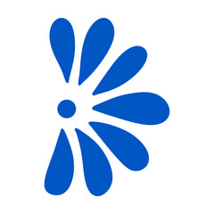 Hand drawn floral flower pattern element vintage Italian Greek or Mediterranean style vacation vector illustration in blue color