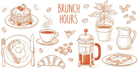 People enjoy brunch hours with coffee and delicious food items