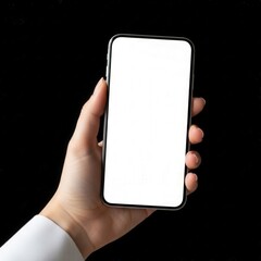 Hand holding smartphone with blank screen 17.