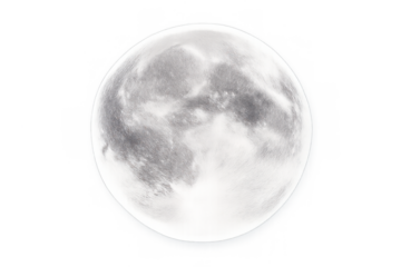 Full moon glowing in dark night sky, illustrating lunar surface details and astronomical wonder, transparent background