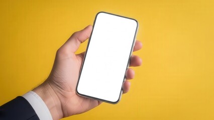 Hand holding smartphone with blank screen 25.