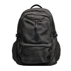 Fototapeta premium Black Backpack with Multiple Compartments on White Background