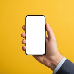 Hand holding smartphone with blank screen 43.