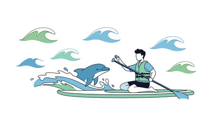 Paddleboarding Adventure With Aquatic Encounter Featuring Marine Life With a Dolphin