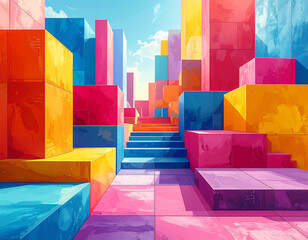 Modern Color Block Rhythm Background for Design