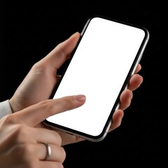 Hands Holding Smartphone with Blank Screen.