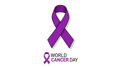 Purple ribbon symbol for cancer awareness and World Cancer Day a vector illustration for support and solidarity campaigns isolated on white