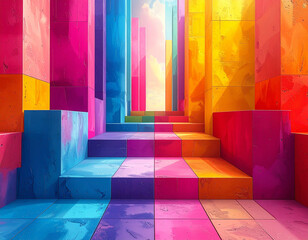 Modern Color Block Rhythm Background for Design