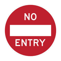 Professional No Entry Traffic Sign with Red Circle and Horizontal Bar - High Contrast Regulatory Road Safety Graphic