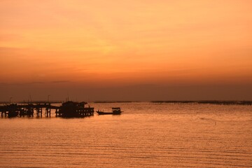 Fototapeta premium landscape of sea on sunset at Ang Sila beach travel location in Thailand
