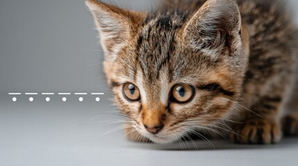 Playful kitten curiously looking directly at the camera with bright eyes and an adorable expression