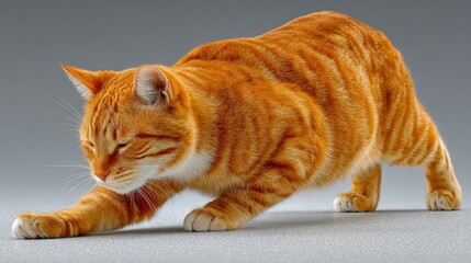 A stretching cat in a relaxed pose, showcasing its flexibility and gracefulness while enjoying a moment of leisure