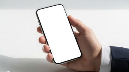 Person Holding Smartphone with Blank Screen 1.