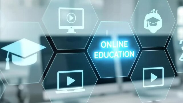 Future Online Education Concept with Hand Interacting on Virtual Interface