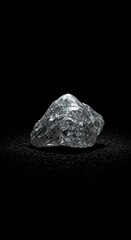 Fototapeta premium A magnificent rough diamond lies hidden and unseen in deep darkness, symbolizing potential waiting to be discovered or realized ,abstract ,black ,mineral