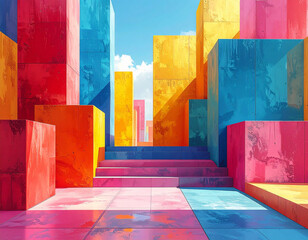 Color Block Abstract Background with Rhythm Feeling