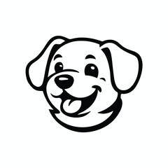 Happy puppy face isolated on white background, Vector, illustration