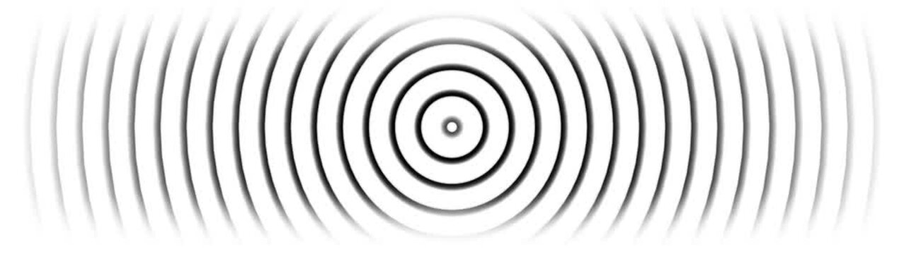 White Concentric Circles Wave Pattern on White Background. Radio wave station signal animated. Radio waves signal animation.