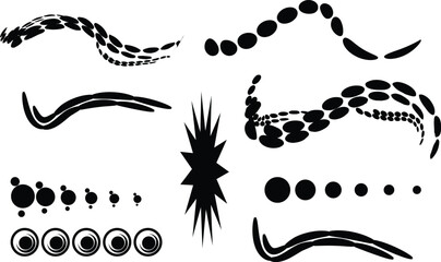 Minimalist Black Vector Shape Set  Abstract Fluid Brushstrokes and Geometric Design Elements