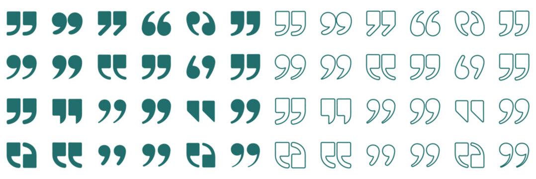 Quote mark flat vector icon set. Set of quotation marks. Texting quote boxes. Quotes icon vector sign design. Quotation marks vector collection. Black quotes icon. Speech mark symbol. dialog icons set