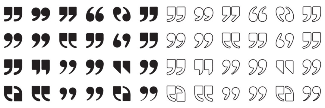 Big set of speech bubbles. Collection of colorful speech balloon, chat bubble or dialog boxes on white background. Quote Mark icons in trendy flat style. Icon design logo, app, UI. Vector illustration