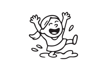 Obraz premium Happy Smiling Cartoon Girl Waving Hand on white background.