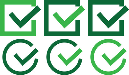 Green check mark icons showing approval, verification, and completed status