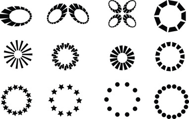set of black and white icons