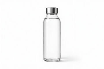 Fototapeta premium A clear glass water bottle with metal cap