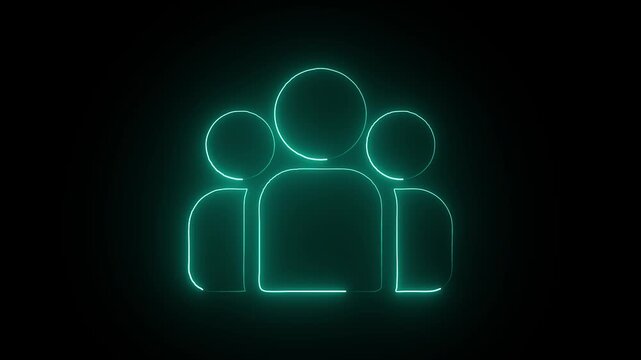  team work, partnership, group, group of people, organization, partnership concept man icon animated cyan color saber on a black background.