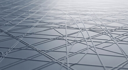 Abstract grey surface with embossed intersecting lines creating geometric pattern, showcasing modern design and technological concept suitable for background or wallpaper