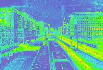 City street thermal mapping showing urban infrastructure