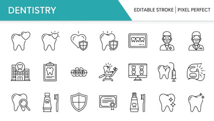 Dentistry icons for healthcare and medical professionals
