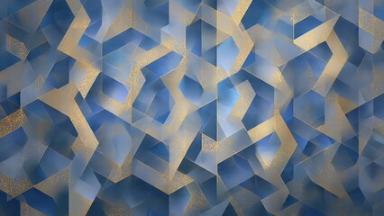 Geometric abstract background with blue and gold shapes