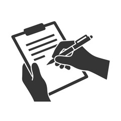 カルテを記入する手のシルエットアイコン