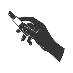 口紅を持つ手のシルエットアイコン