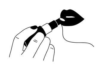 口紅を塗る手のシルエットアイコン