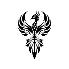 Obraz premium Stunning black phoenix rising with tribal style wings spread